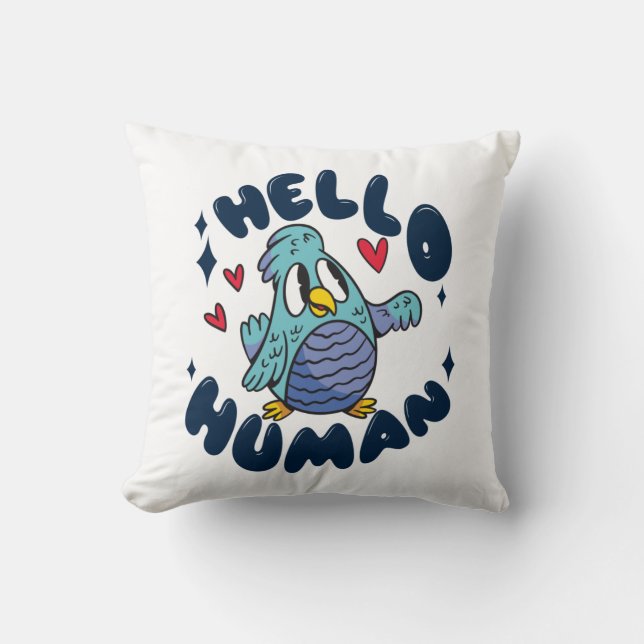 Hello human cute bird cushion (Front)