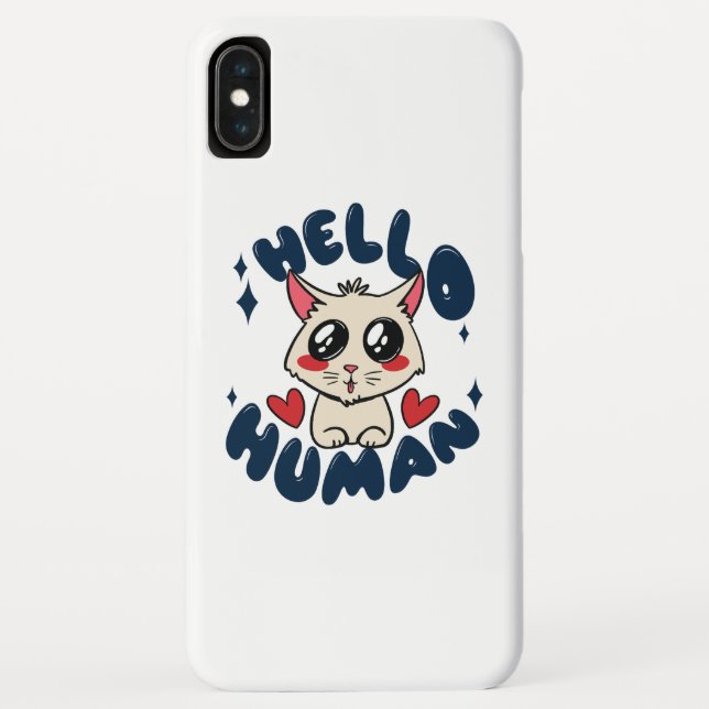 Hello human Cute Cat Case-Mate iPhone Case (Back)