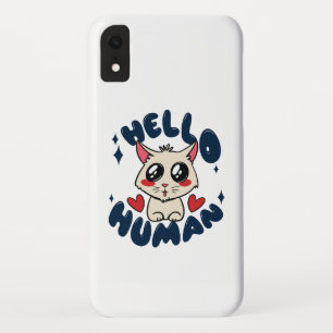 Hello human Cute Cat Case-Mate iPhone Case