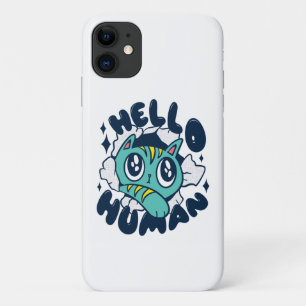 Hello human Cute Cat Case-Mate iPhone Case