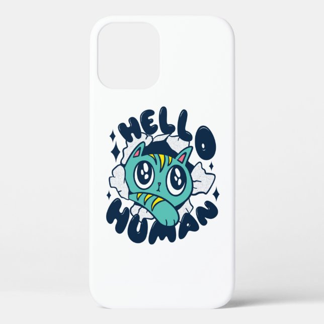 Hello human Cute Cat Case-Mate iPhone Case (Back)