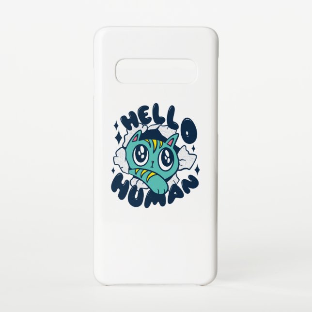 Hello human Cute Cat Samsung Galaxy Case (Back)