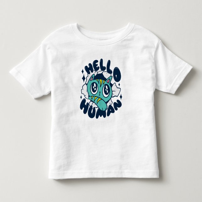 Hello human Cute Cat Toddler T-Shirt (Front)