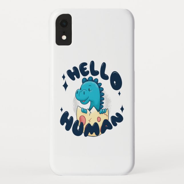Hello human funny Dinosaur Case-Mate iPhone Case (Back)