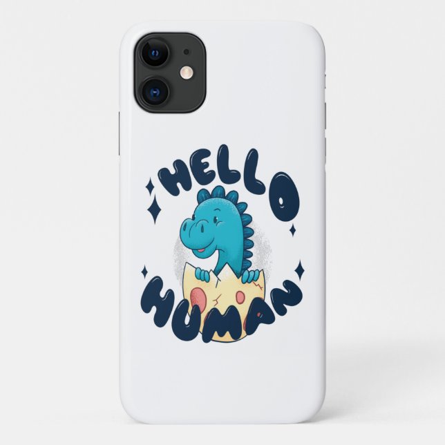Hello human funny Dinosaur Case-Mate iPhone Case (Back)