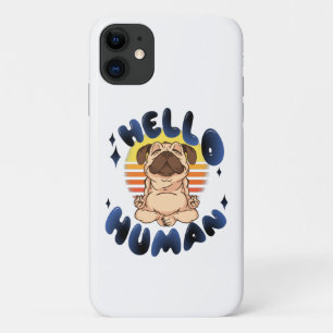 Hello human Meditating yoga dog Case-Mate iPhone Case