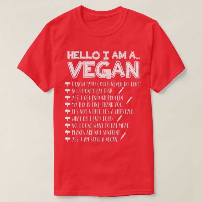 Hello I am a vegan  T-Shirt (Design Front)