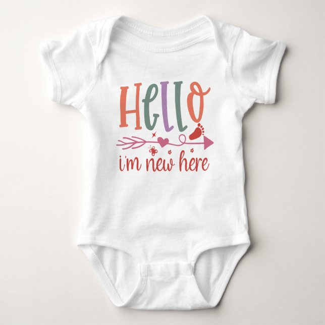 Hello, I Am New Here – Baby Boy Bodysuit (Front)