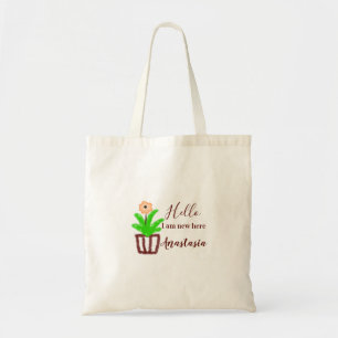 Hello I am new here baby shower kids floral leaf p Tote Bag
