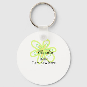 Hello I am new here name yellow green flower kids Key Ring