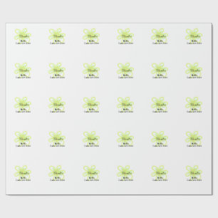 Hello I am new here name yellow green flower kids Wrapping Paper