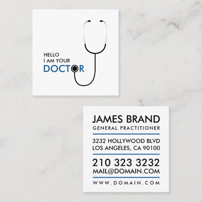 Hello I am your Doctor General Practitioner Square Business Card (Front/Back)