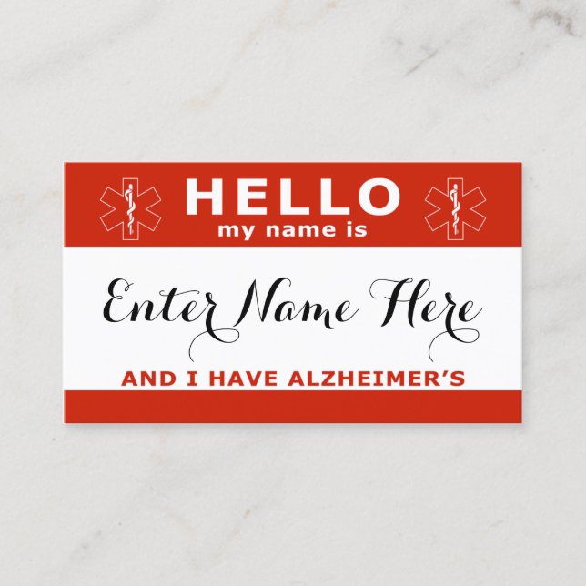 HELLO i have alzheimers emergency contact card (Front)