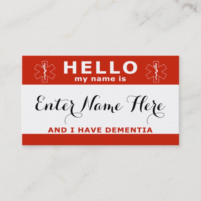 HELLO i have dementia emergency contact card (Front)
