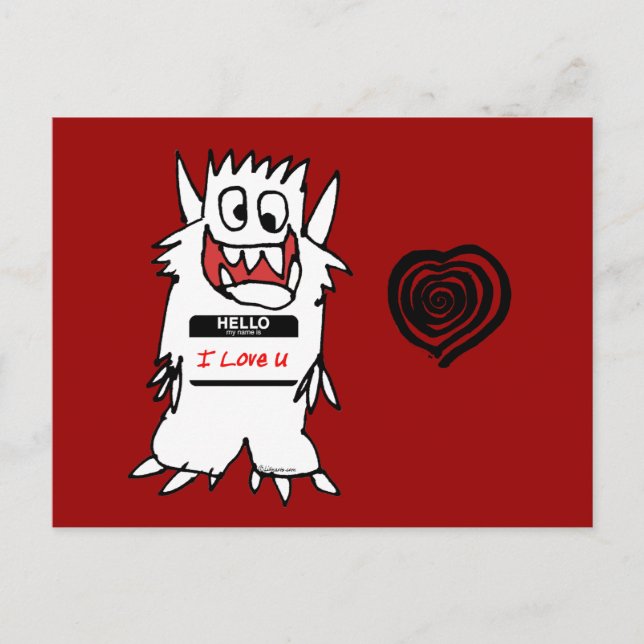 Hello, I Love U Monster Postcard (Front)