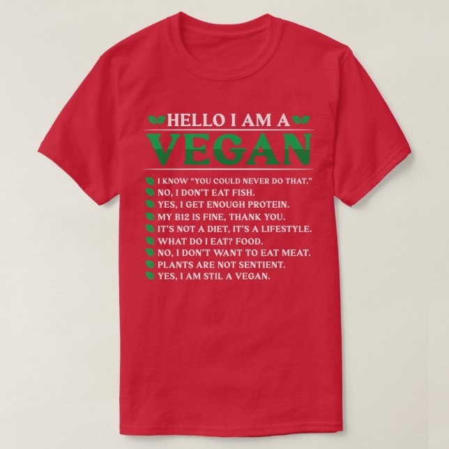 Hello I'm A Vegan  T-Shirt (Design Front)