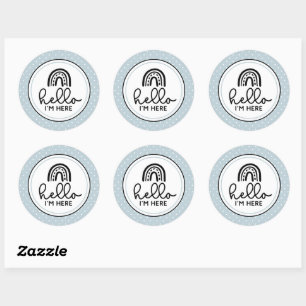 Hello I'm here Baby milestone  Classic Round Sticker