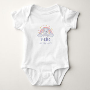 Hello I'm New Here Baby Elephant Design Baby Bodysuit