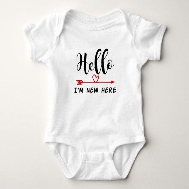 Hello, I'm New Here Baby Vest Bodysuit (Front)