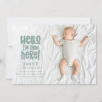 Hello I'm new here modern baby typography birth