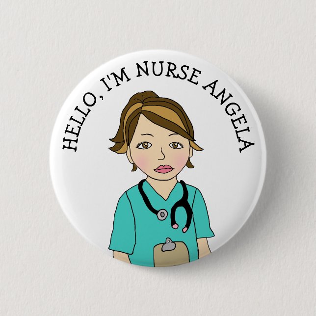 Hello, I'm Nurse Add Name 6 Cm Round Badge (Front)