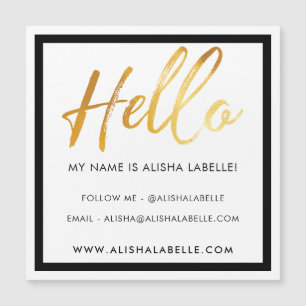 Hello Introduction Gold Brush Script & Black Frame