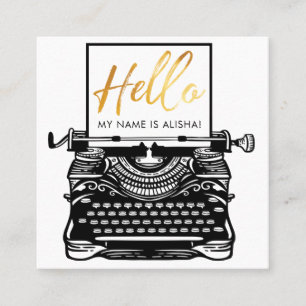 Hello Introduction Vintage Antique Typewriter Square Business Card