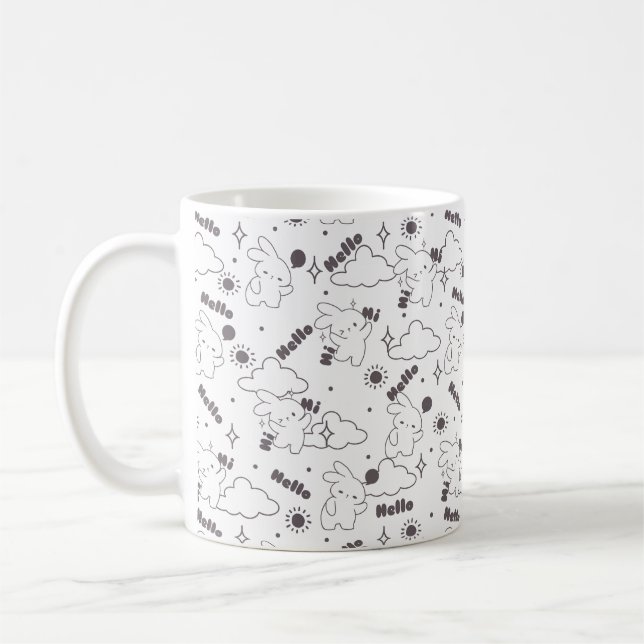 Hello, It's Bunny Time with Loppy Tokki's Duo Line Coffee Mug (Left)
