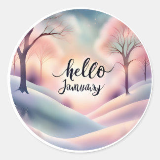 Hello January Classic Round Sticker
