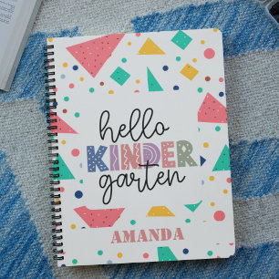Hello Kinder Garten colourful geometric custom nam Notebook