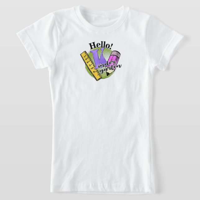 Hello Kinder Garten Grade Shirt, Back to School T-Shirt (Laydown)
