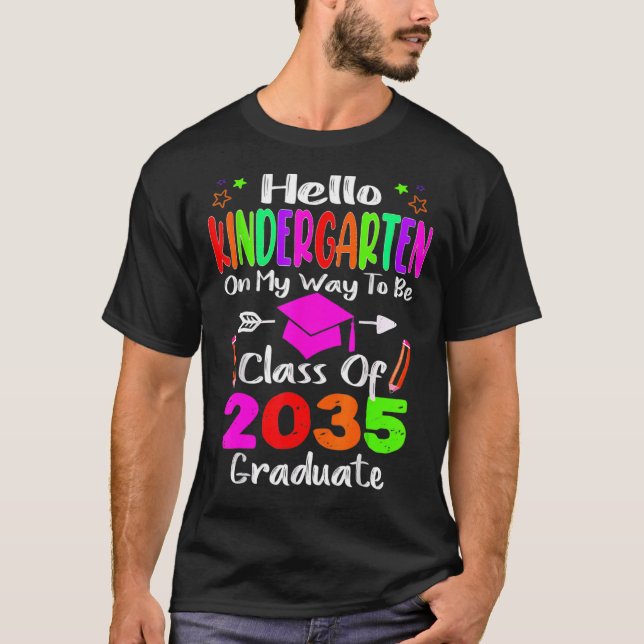 Hello Kindergarten Back To School Class Of 2035 Gr T-Shirt (Front)