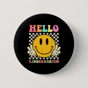 Hello Kindergarten Back To School Groovy Teacher S 6 Cm Round Badge