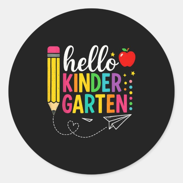 Hello Kindergarten Back To School Kindergarten Tea Classic Round Sticker (Front)