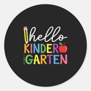 Hello Kindergarten Back To School Kindergarten Tea Classic Round Sticker