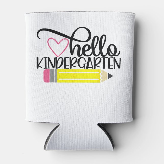 Hello Kindergarten Back To School Teacher Student  Can Cooler (Front)