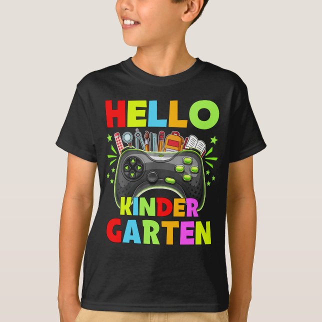 Hello Kindergarten Back to School Video Game T-Shirt (Front)