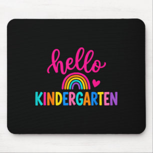 Hello kindergarten colourful rainbow heart back to mouse pad