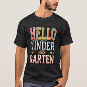 Hello Kindergarten Colourful School Design T-Shirt