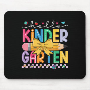 Hello Kindergarten Coquette Bow Pencil Kinder Back Mouse Pad