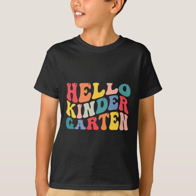 hello kindergarten crew teacher Back To School Ret T-Shirt (Front)