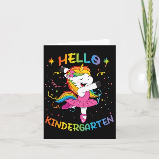 Hello Kindergarten First Day Byck To School Unicor Card (Front)