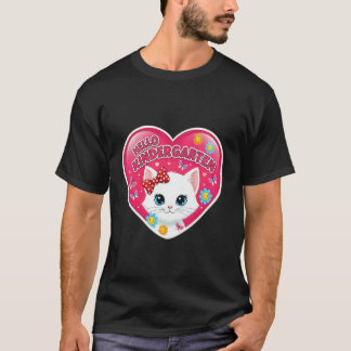Hello Kindergarten Girl Cute Kitten Cat Back to Sc T-Shirt