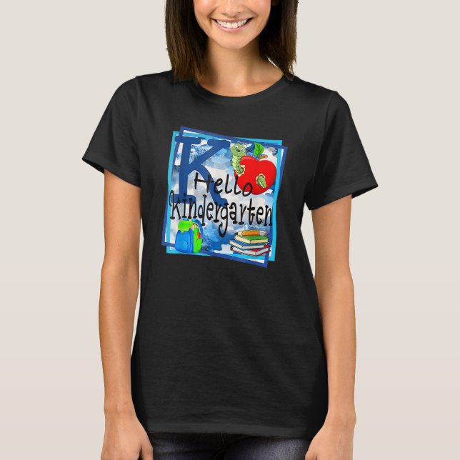 Hello Kindergarten Grade Backpack Pencil Back To S T-Shirt (Front)