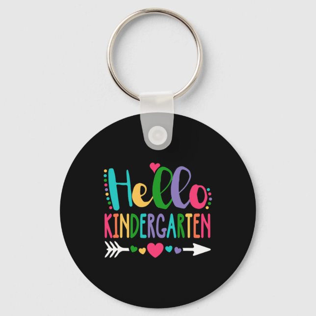 Hello Kindergarten Heart Teacher Student Back To S Key Ring (Front)