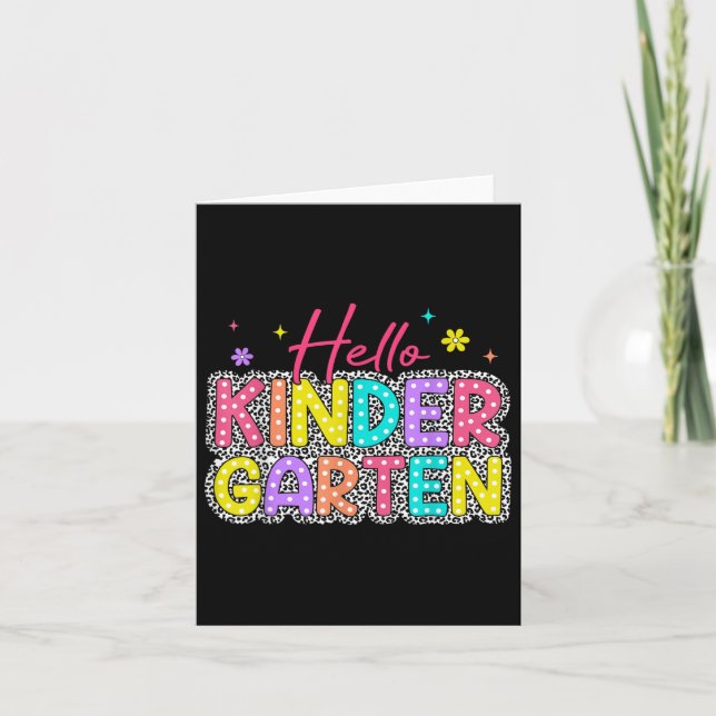 Hello Kindergarten Leopard Back School Educate Cl  Card (Front)