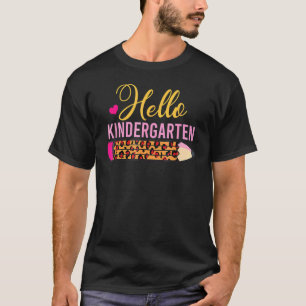 Hello Kindergarten Leopard Back To School Teacher T-Shirt