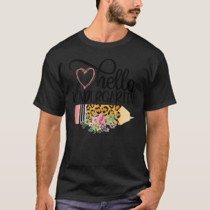 Hello Kindergarten Leopard Back To School Teacher T-Shirt