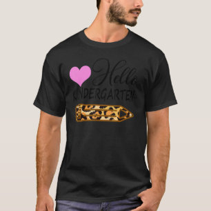 Hello Kindergarten Leopard Back To School Teacher T-Shirt