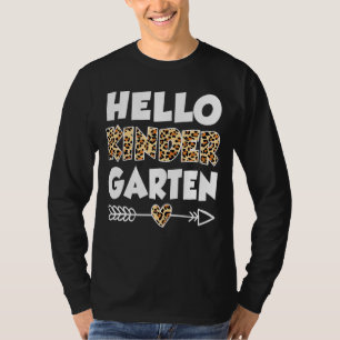 Hello Kindergarten Leopard Print Kindergarten Teac T-Shirt